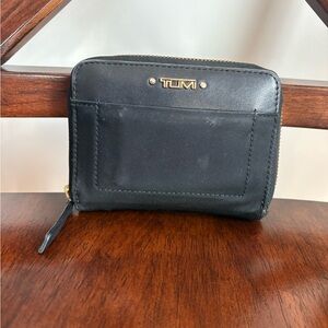 Tumi Black Leather Zip Wallet